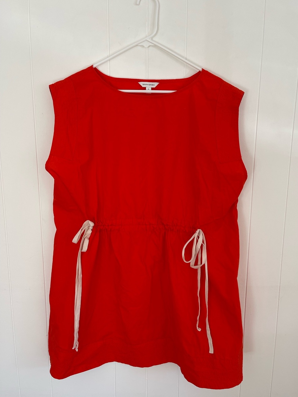 Banana Republic Orange Cotton Poplin Drawstring Mini Dress Size XL - Picture 2 of 9